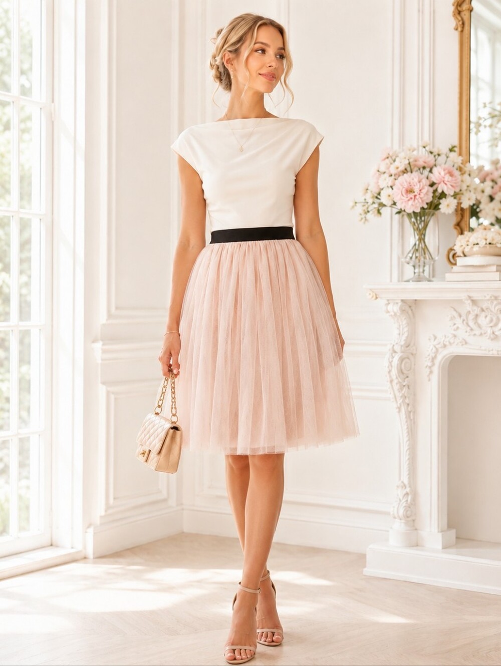 Abercrombie & Fitch Blush Pink Tulle Midi Skirt | Size Small